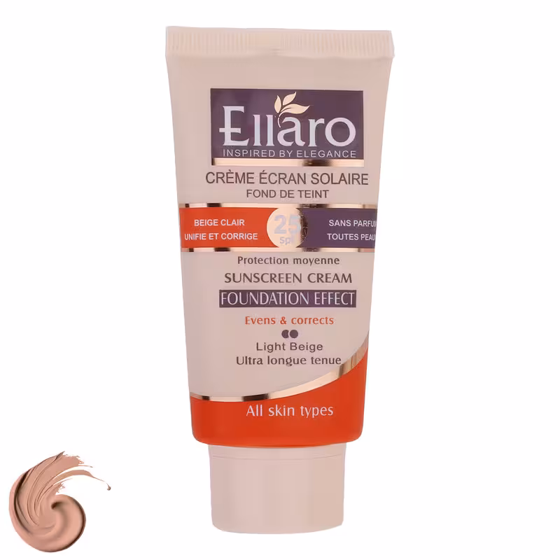 کرم ضد آفتاب رنگی الارو SPF25 سری Fundation Effect مناسب انواع پوست حجم 40 میلی‌لیتر