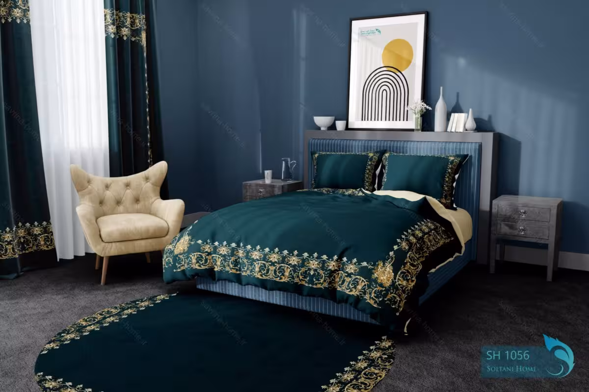 ست روتختی طرح سبز سلطنتی دونفره کد SH1056