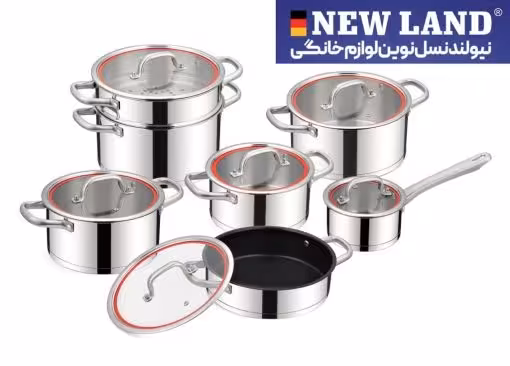 سرویس قابلمه استیل 13 پارچه نیولند مدل 2925 / NEWLAND NL-2925