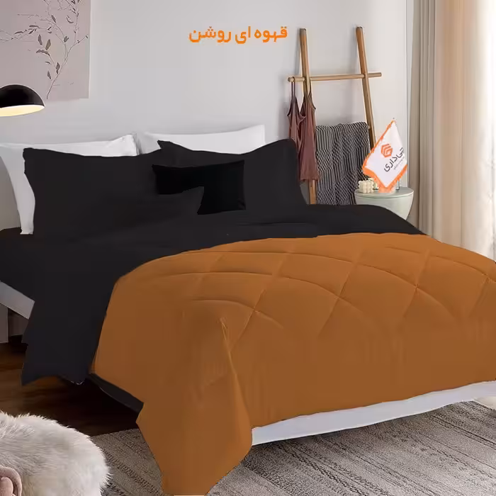 سرویس روتختی چیداری مدل دورو دو نفره رنگ  قهوه ای روشن و مشکی