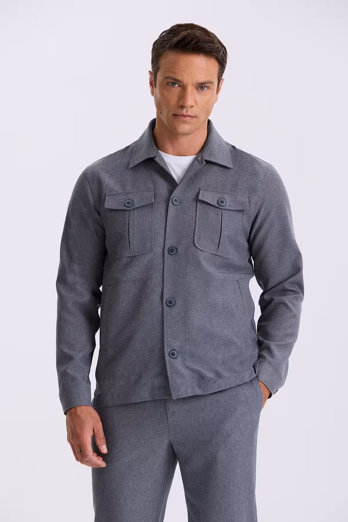 کت وشلوار و شلوار ورزشی جیب کودک یقه باریک آنتراسیت Jakamen