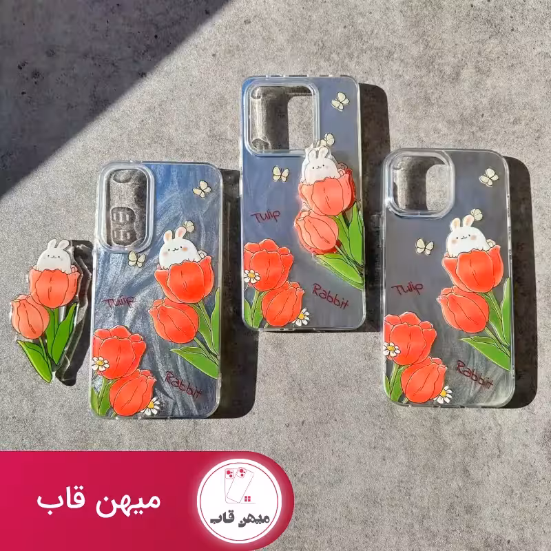 قاب گوشی سولید با پاپ سوکت پاپیون و بند آویز ست - کد (74690)