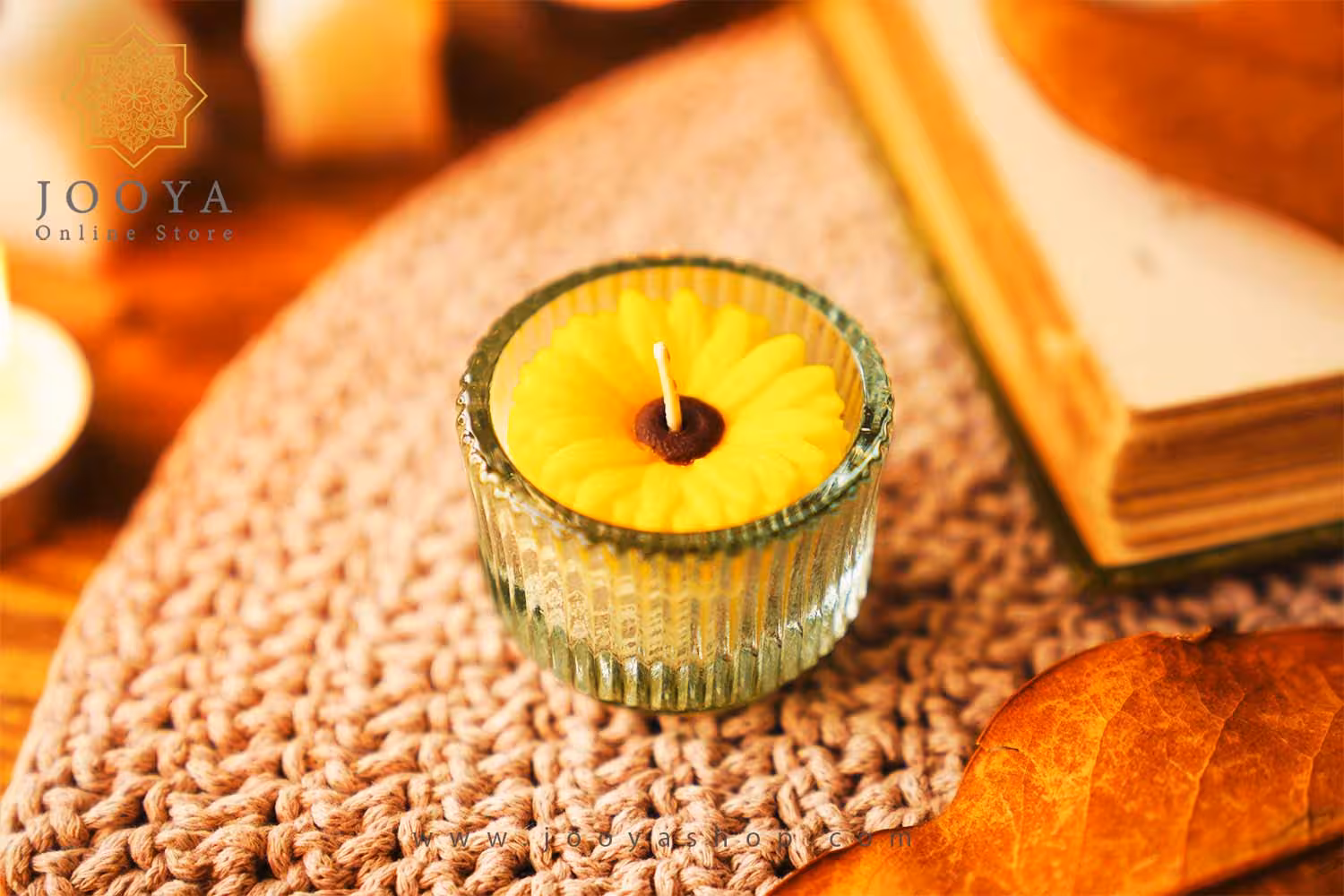 شمع شیشه گل آفتابگردان