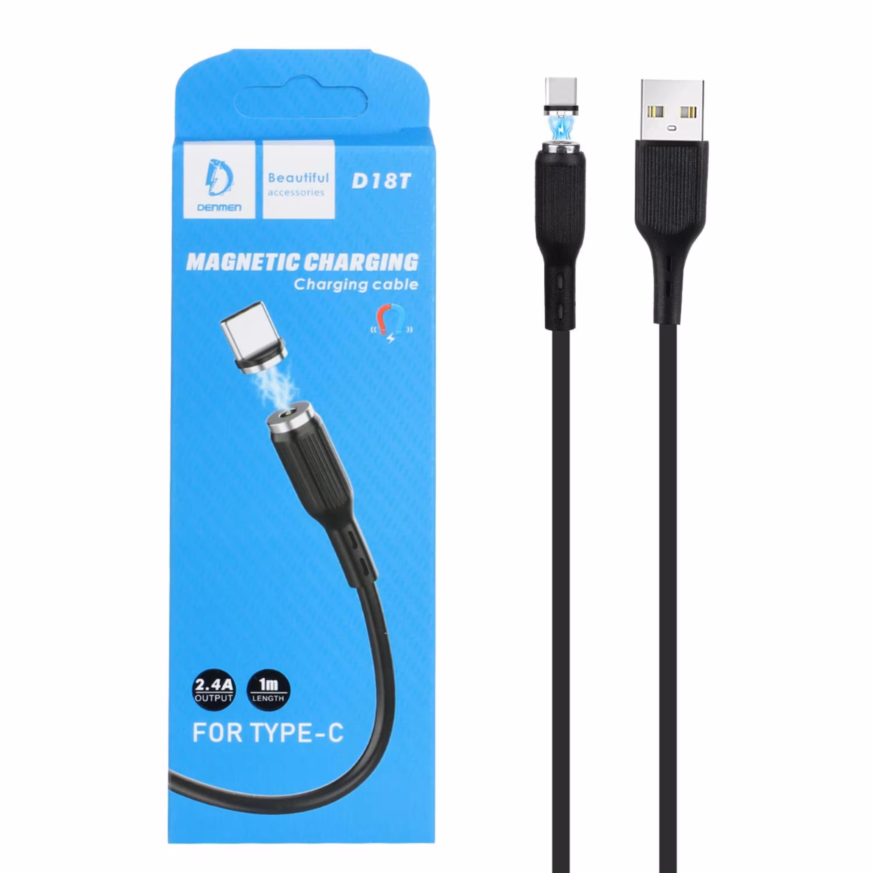 کابل شارژ فست مگنتی تایپ سی Denmen مدل D18T