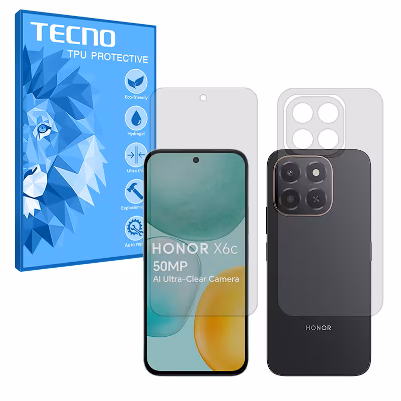 گلس صفحه نمایش و پشت گوشی آنر X6c مدل هیدروژلی مات برند تکنو کد SS