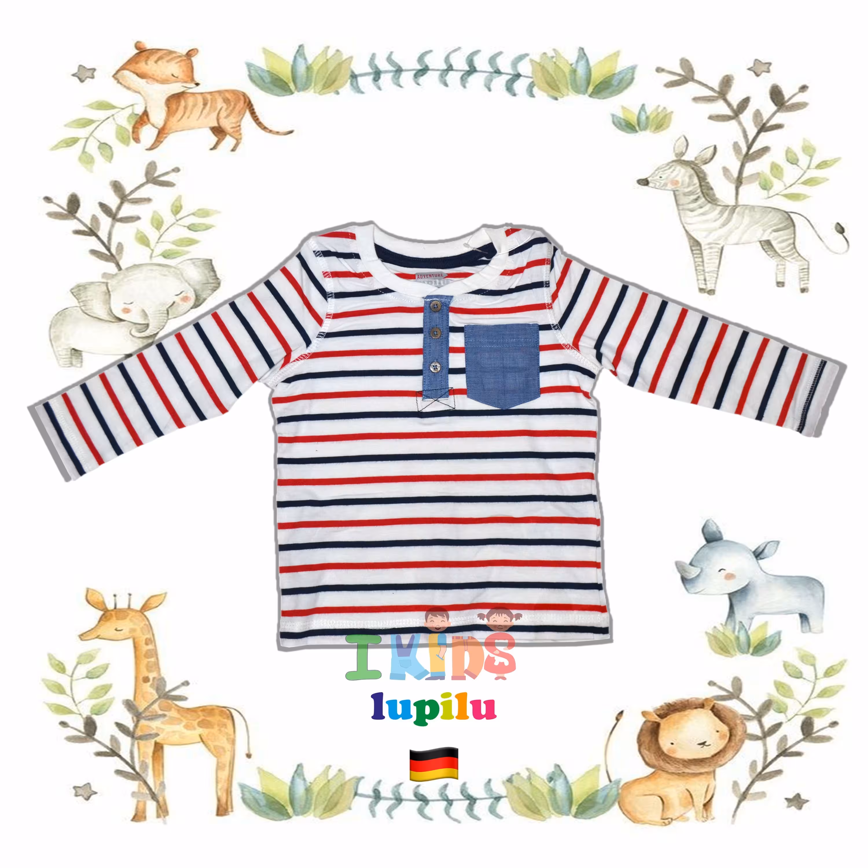 بلوز آستین بلند راه راه پسرانه برند لوپیلو - lupilu آلمان