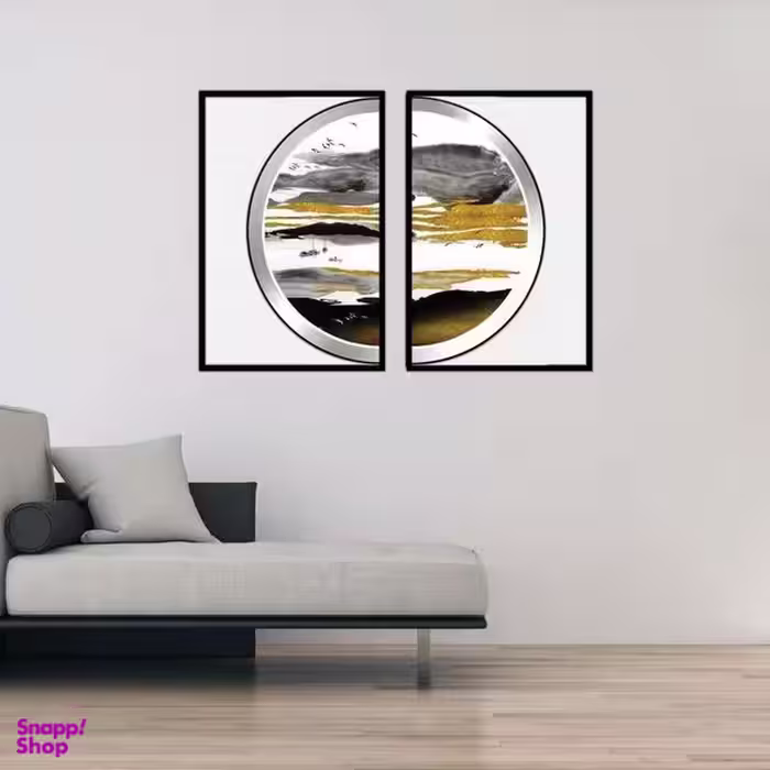 تابلو بکلیت طرح نقاشی مدرن نیم دایره مدل B-1862 مجموعه 2 عددی