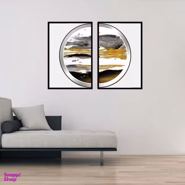 تابلو بکلیت طرح نقاشی مدرن نیم دایره مدل B-1862 مجموعه 2 عددی