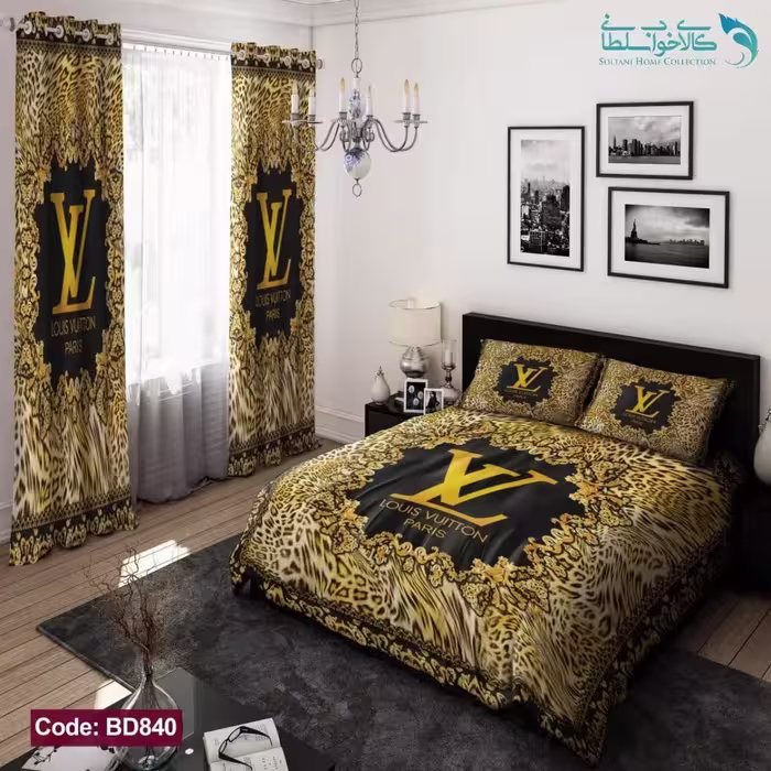 روتختی طرح LOUIS VUITTON طلایی دو نفره کد BD840