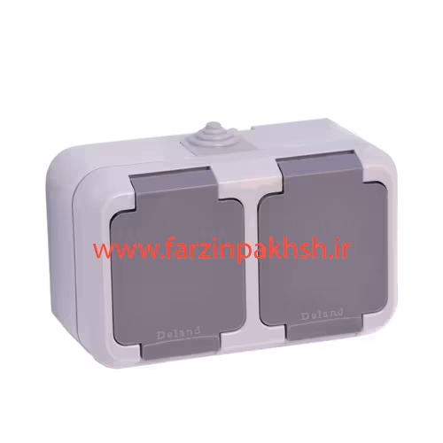 پریز ارت و کلید یک پل دوقلو IP44 روکار دلند مدل آسا