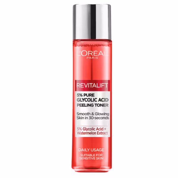 تونر لایه بردار و درخشان کننده لورآل سری Revitalift حاوی 5% گلیکولیک اسید مناسب انواع پوست 180 میل