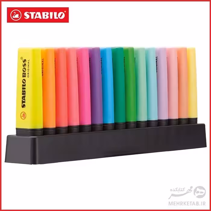 هایلایتر باس استابیلو بسته پانزده عددی STABILO BOSS Original Highlighter Set,  Desk Set, 15-Colors, pastel & neon