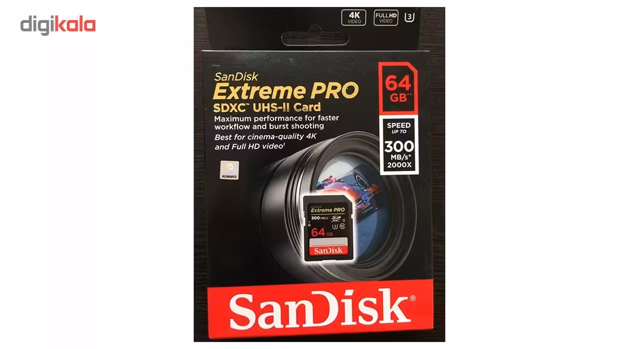 کارت حافظه SDXC سن دیسک مدل Extreme Pro استاندارد UHS-II U3 سرعت 2000X 300MBps ظرفیت 64 گیگابایت