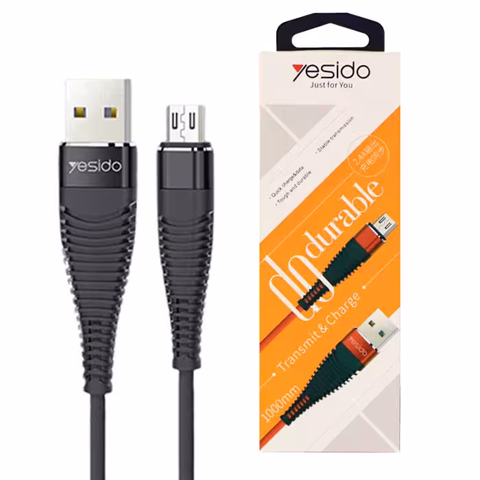 کابل USB به microUSB یسیدو YESIDO CA12 طول 1 متر 2.4 آمپر
