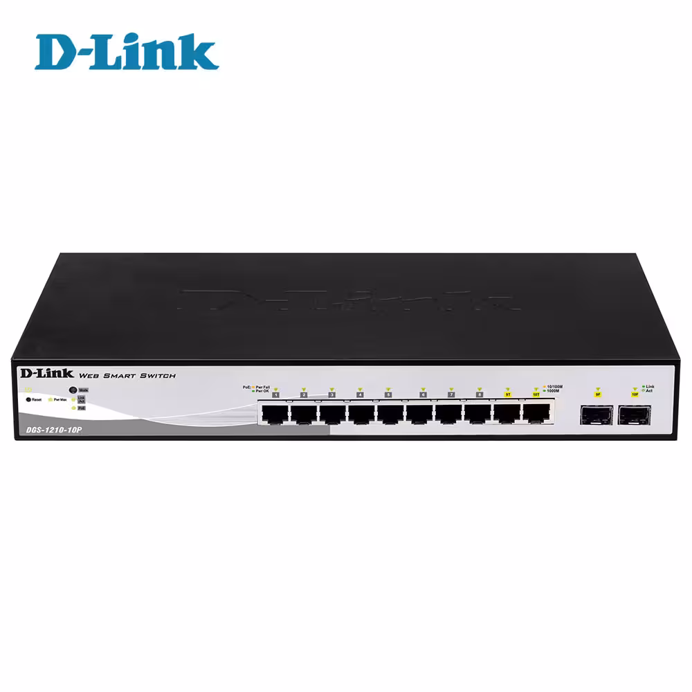 سوئیچ شبکه مدیریتی 12 پورت گیگابیت دی لینک مدل D-Link DGS-1210-10P