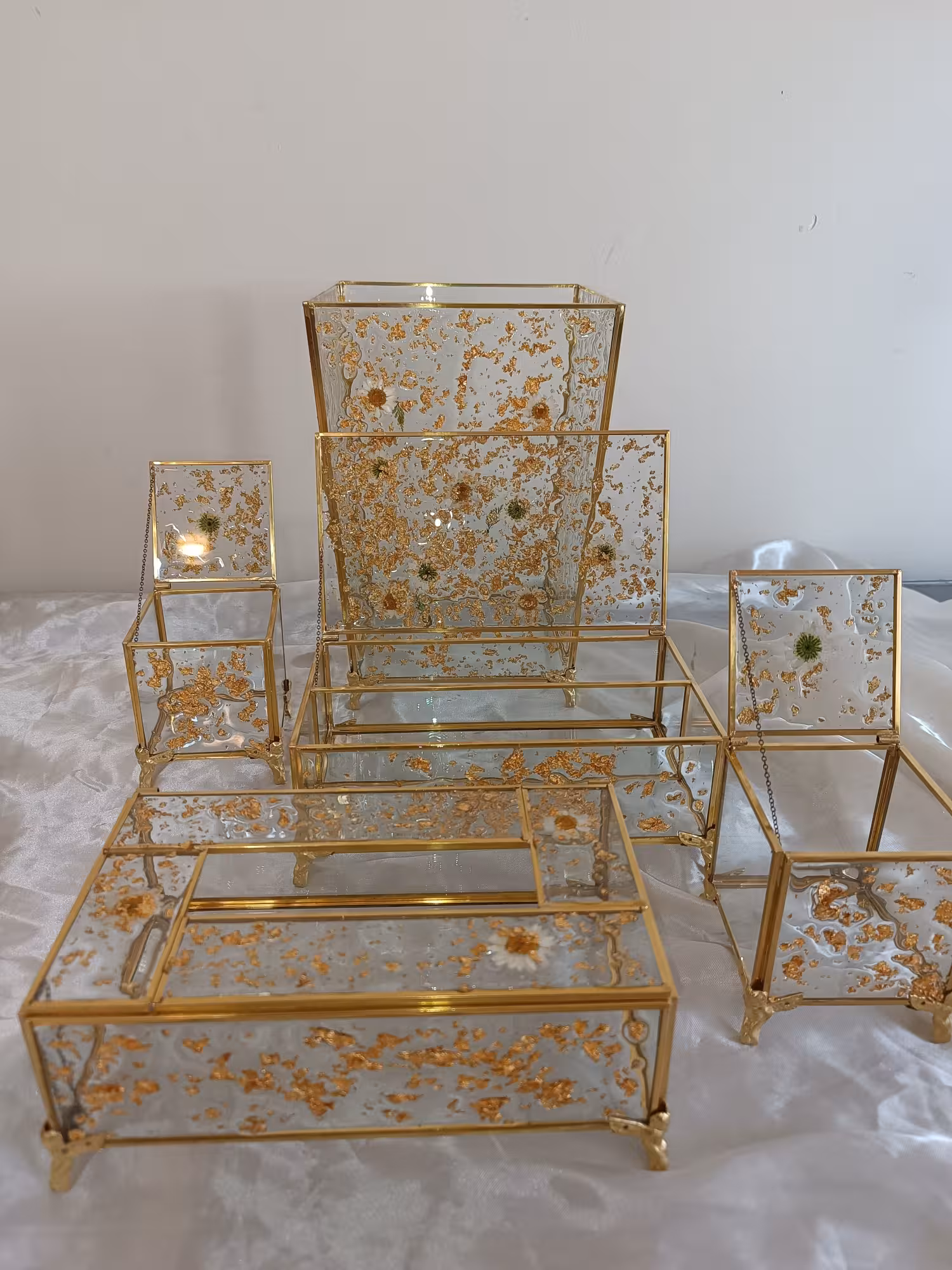 سرویس باکس 5تکه ای شیشه ای رزینی طرح بابونه