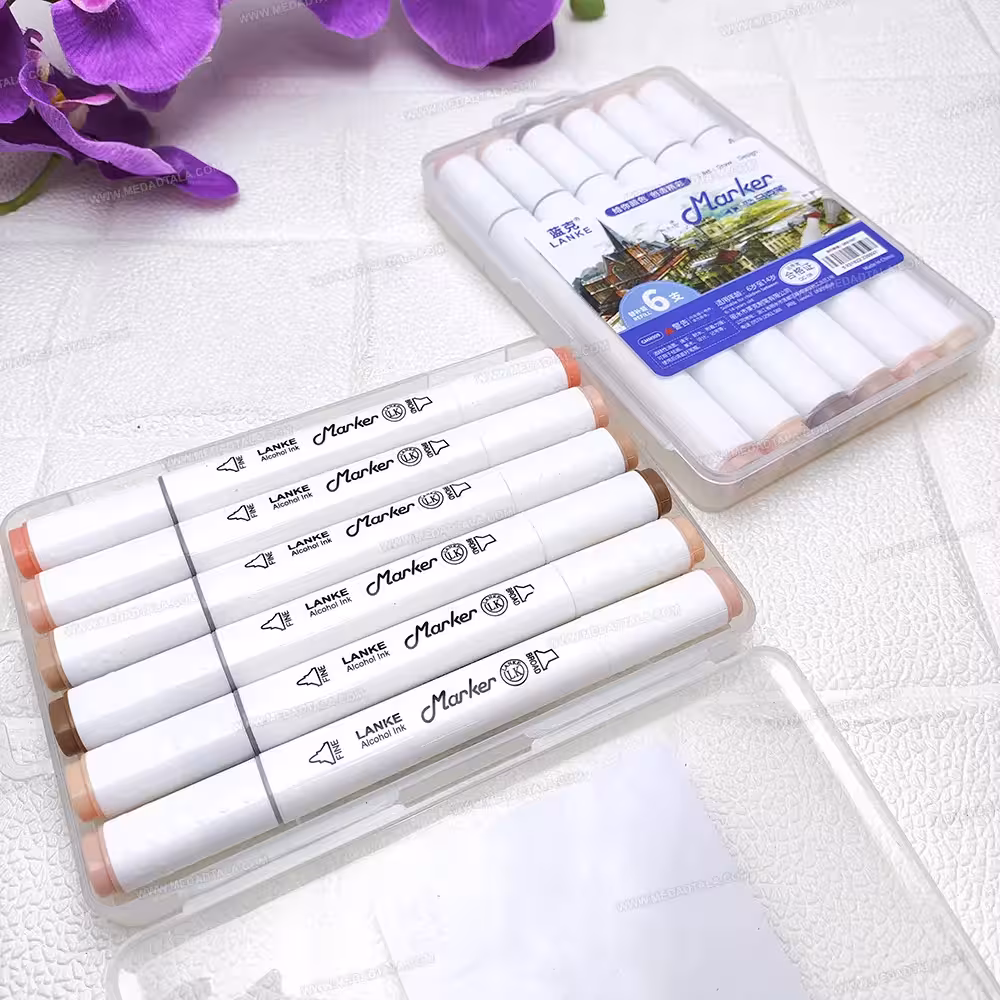 ماژیک راندو (دو سر) 6 رنگ طیف پوست تیره 2 LANKE