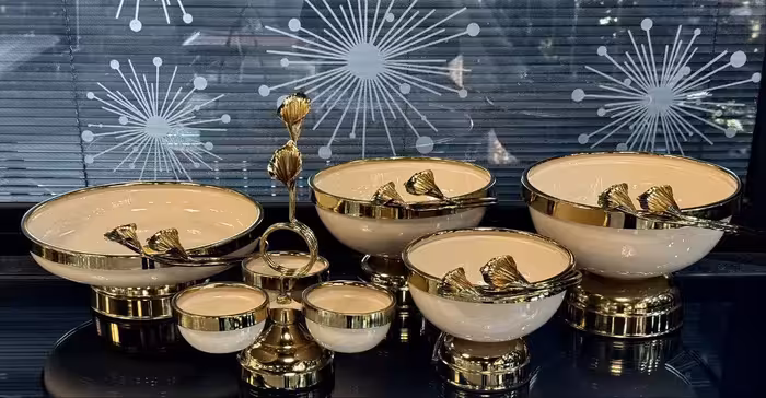 سرویس پذیرایی المینیومی 5 تیکه لیلیوم رنگ کرم