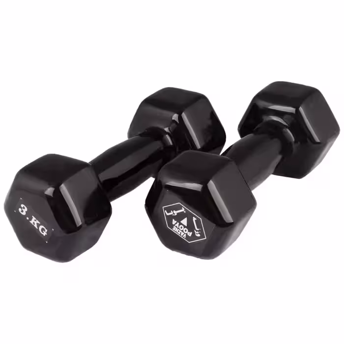 دمبل ایروبیک روکش دار پویا کد 1624 وزن 3 کیلوگرم بسته 2 عددی