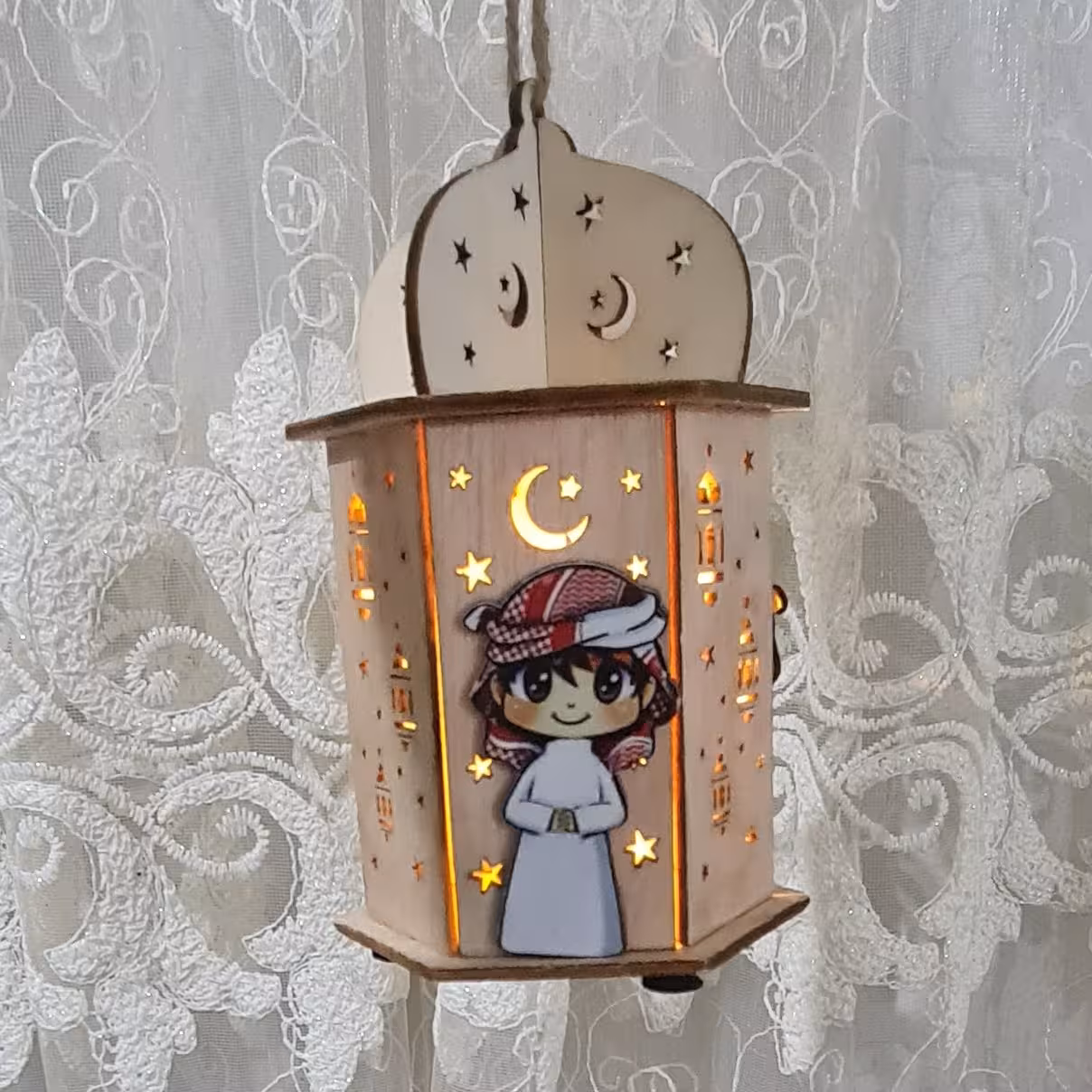 فانوس چوبی ماه رمضان چراغ دار