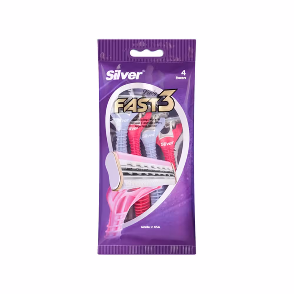 خودتراش 4 عددی سیلور مدل Fast3 Lady