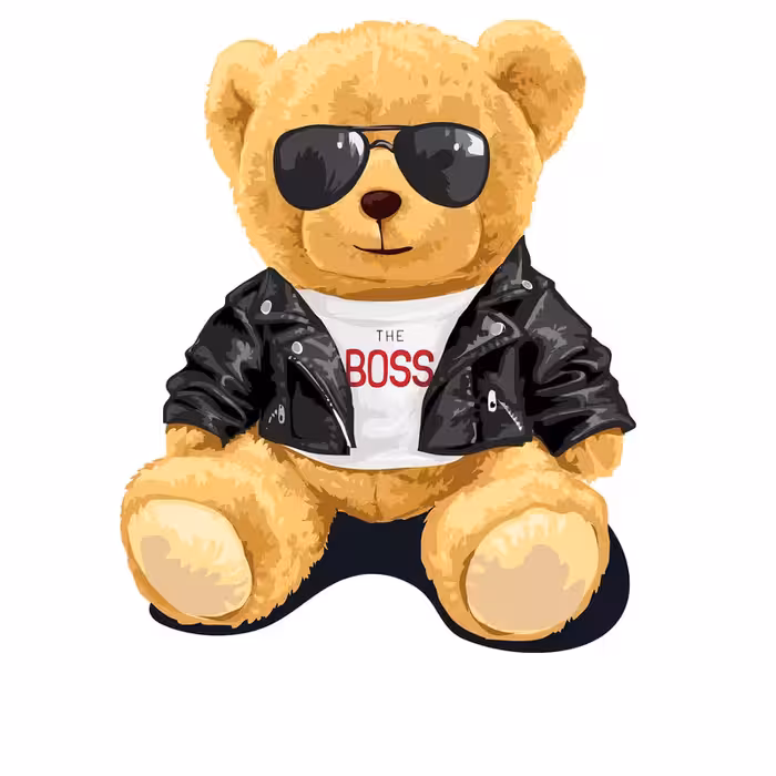 استیکر پارچه و لباس مدل dtf طرح تدی کد H15.195 مجموعه 4 عددی