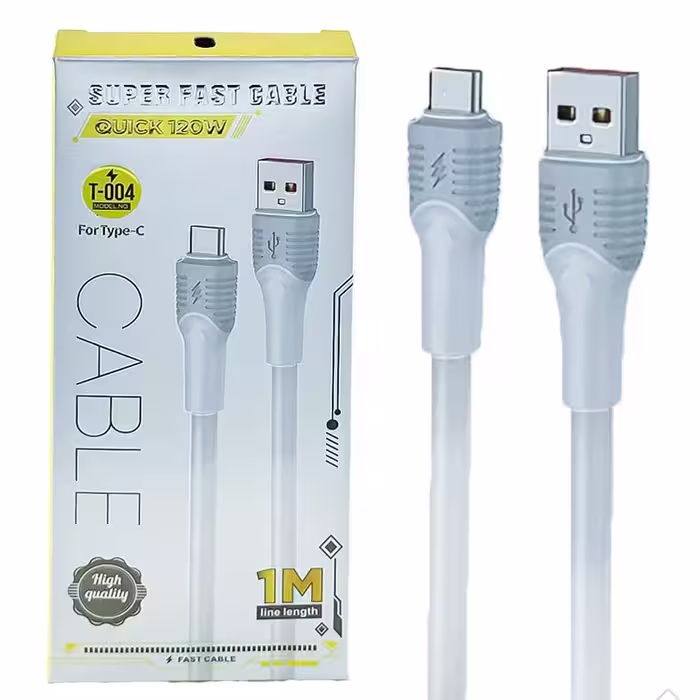 کابل تایپ سی   QUICK  120W    مدل   T-004    ( فاقد گارانتی )