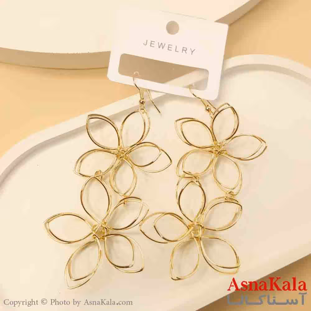گوشواره استیل مینیمال دخترانه مدل گل طلایی کد GSH151496W