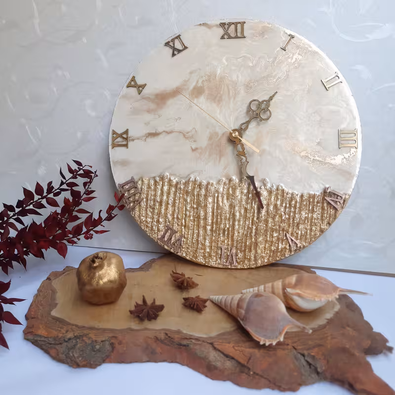 ساعت دیواری رزینی مدل مرمر و تکسچر قطر40