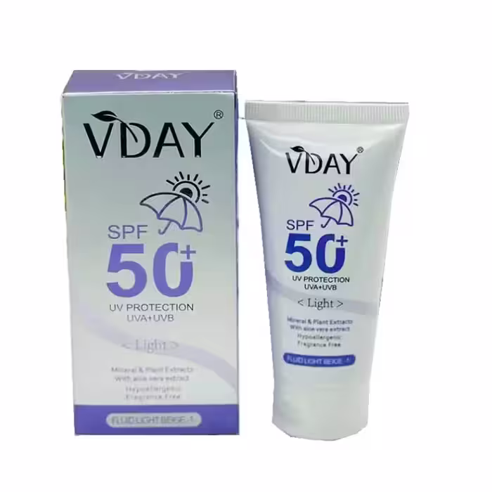 ضد آفتاب ویدی بژ روشن حجم 50 میلی لیتر vday light spf50