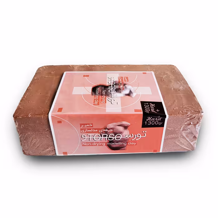 خمیر مجسمه سازی مومی تورسو مدل هارد پلاس رنگ آجری تیره وزن 1300 گرم