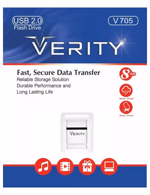 فلش مموری وریتی مدل V705 سفید ظرفیت 8 گیگابایت