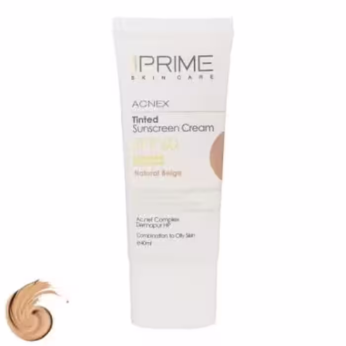 کرم ضد آفتاب رنگی پرایم مدل Acnex Beige SPF60، مناسب پوست‌های چرب، حجم 40 میلی‌لیتر