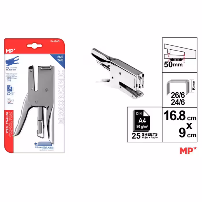 منگنه بزرگ فلزی همراه با سوزن یدک ام پی کد PA160G