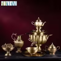 سماور زغالی برنجی 7 لیتری با روکش نانو و رنگ ثابت