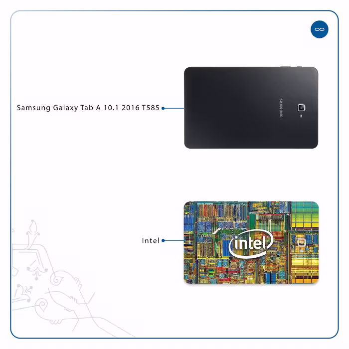 برچسب پوششی ماهوت مدل Intel Brand مناسب برای تبلت سامسونگ Galaxy Tab A 10.1 2016 T585