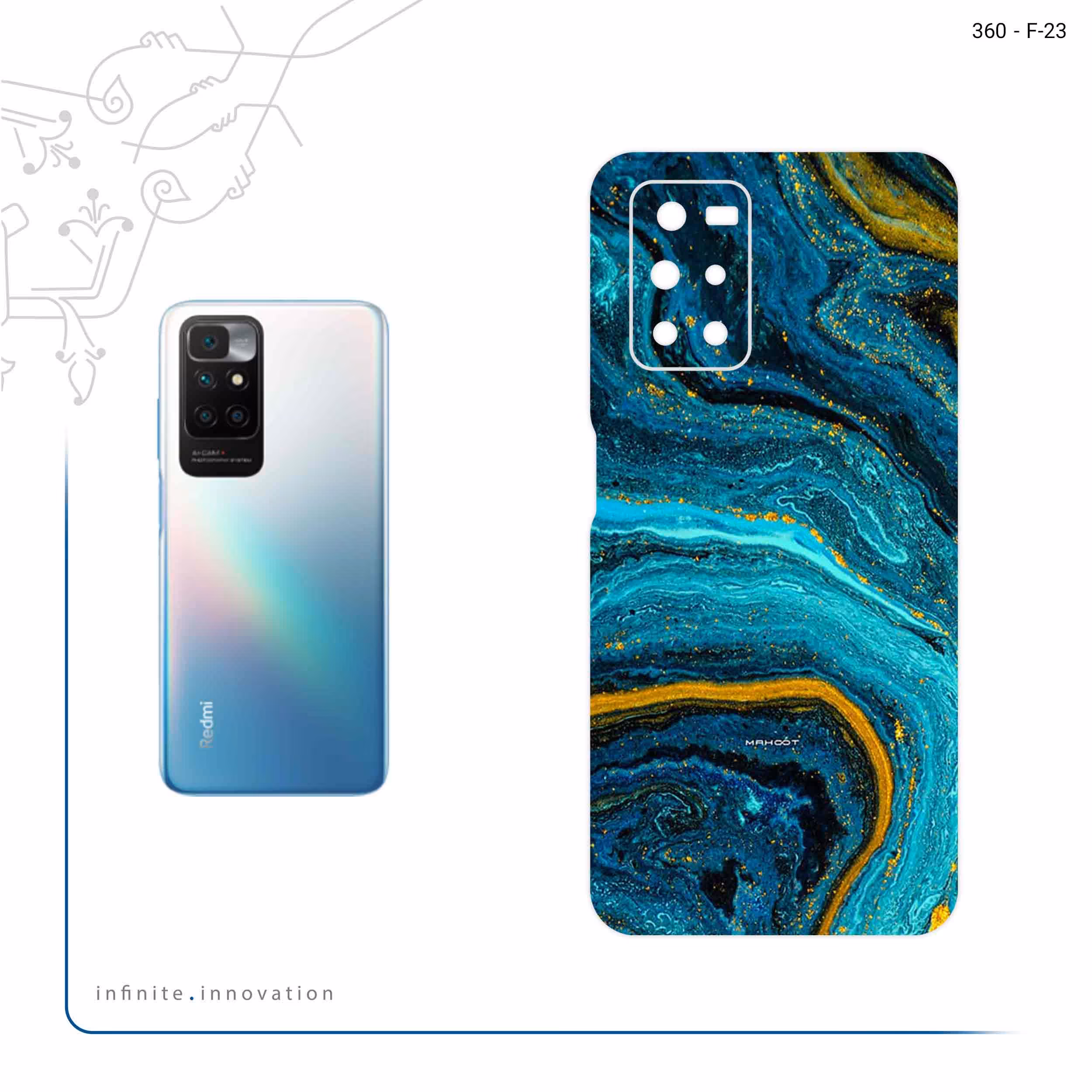 برچسب پوششی ماهوت مدل Turquoise marblewith golden streaks مناسب برای گوشی موبایل شیائومی Redmi Note 11 4G