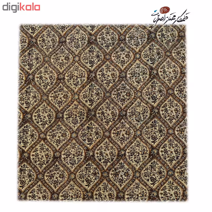 رومیزی قلمکار ممتاز اصفهان اثر عطريان طرح شیخ لطف اله مدل G178 سايز 100 * 100 سانتي متر