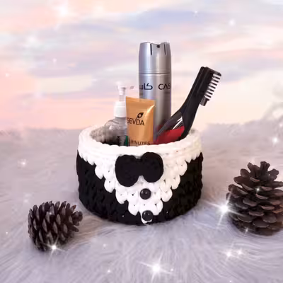 سبد قلاب بافی تریکو طرح عروس و داماد کد 80065 مجموعه 2 عددی