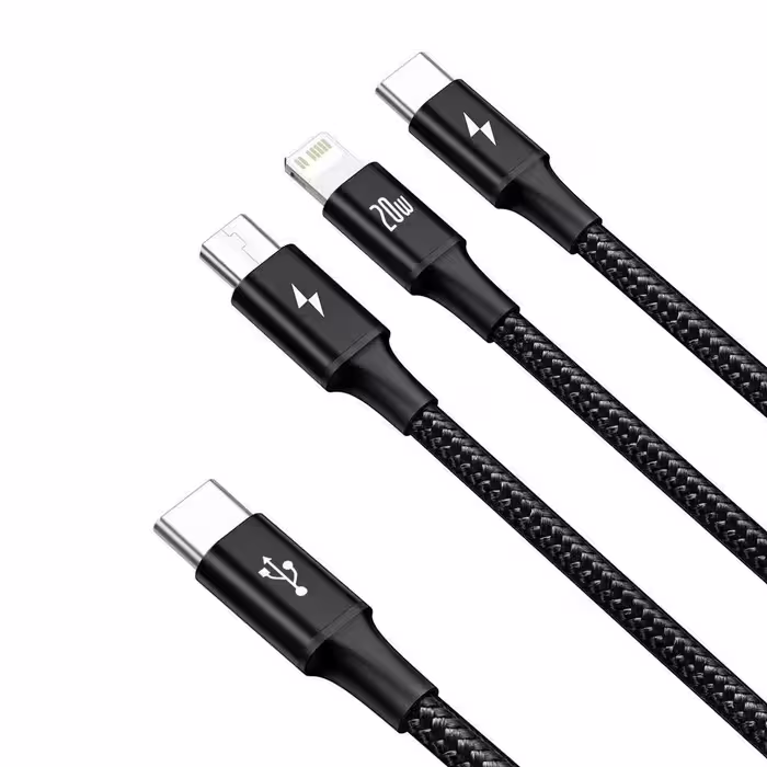 کابل تبدیل USB-C به لایتنینگ/USB-C/microUSB باسئوس مدل Rapid Series 3-IN-1 طول 1.5 متر
