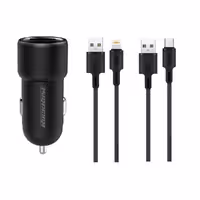 شارژر فندکی راک رز  مدل Ranger M2 به همراه کابل microUSB و لایتنینگ