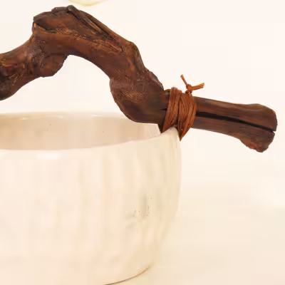 ست کاسه و بشقاب سرامیکی طرح انگشتی مدل دستساز کد 1094 مجموعه دو عددی