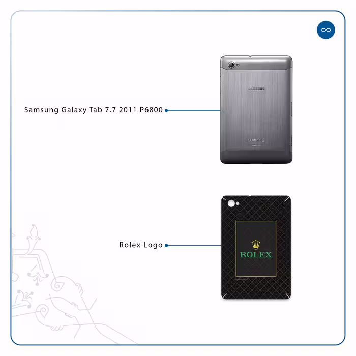 برچسب پوششی ماهوت مدل Rolex-Logo مناسب برای تبلت سامسونگ Galaxy Tab 7.7 2011 P6800