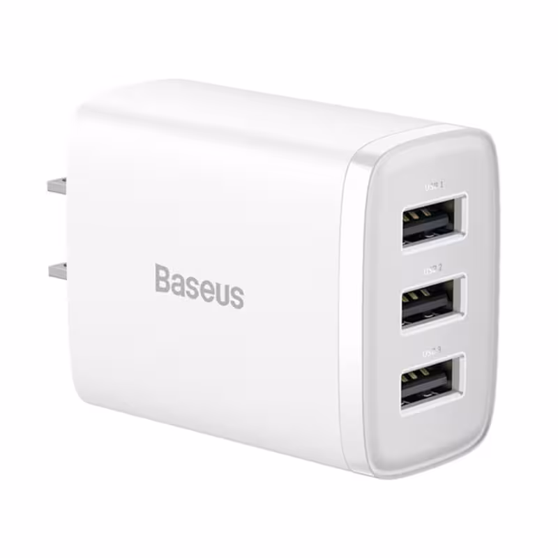 شارژر دیواری 17 وات سه پورت بیسوس مدل Compact 3U 17W CN | کالا مکس