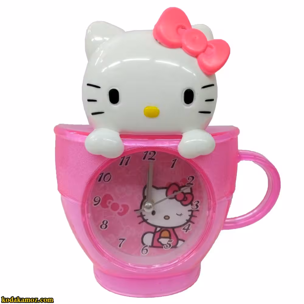 ساعت طرح لیوان کیتی صورتی