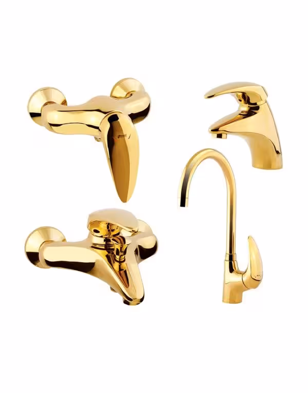 ست چهار تکه شیرآلات شودر مدل سنیور طلایی