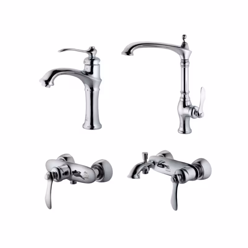 ست چهار تکه شیرآلات درخشان مدل لوتوس