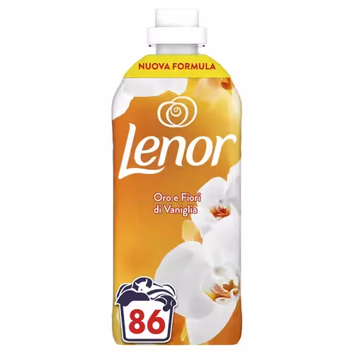 نرم کننده فابریک ایتالیایی لنور Lenor Fabric Fiori di Vaniglia با رایحه گل طلایی و وانیل 86 بار شستشو 1806 میل