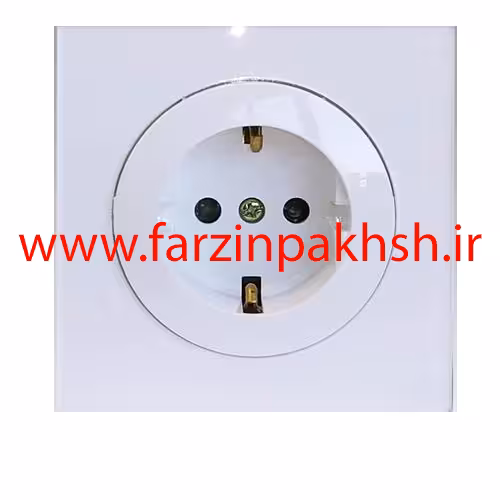 پریز برق ارت محافظ دار توکار دلند مدل آوا پلکسی قاب سفید