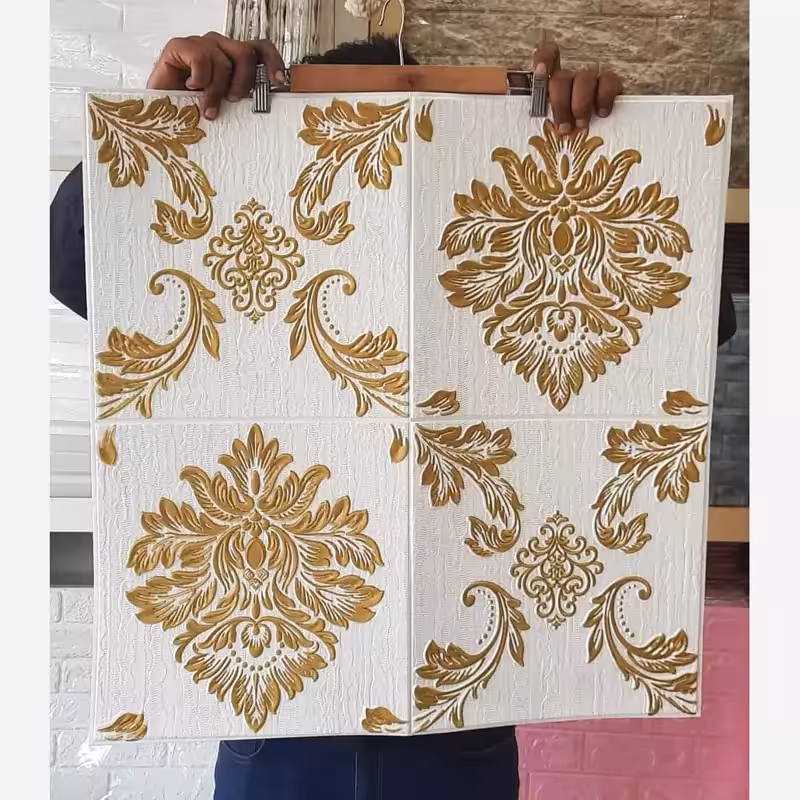 دیوارپوش فومی پشت چسبدار داماس 1 ابعاد 70در70 cm ضخامت 5میل